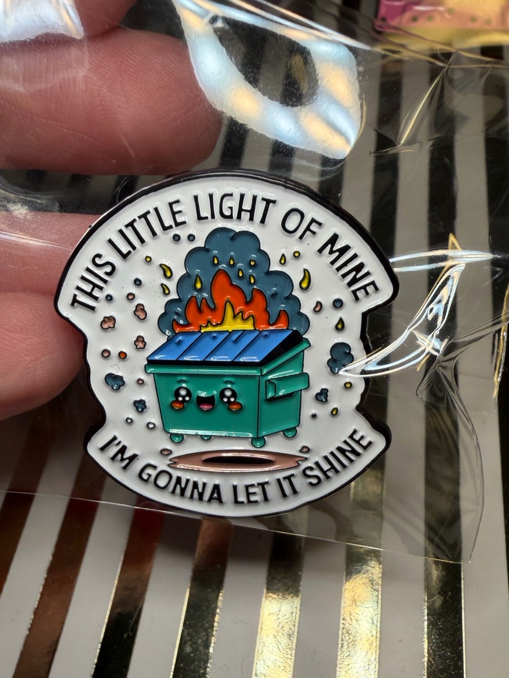 Dumpster Fire Enamel Pin - Teal, Blue, Orange